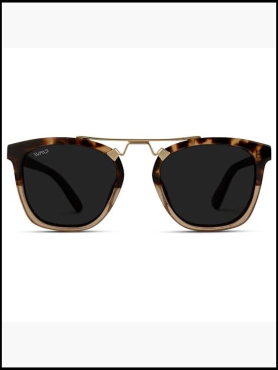 Oversized Square Polarized Sunglasses with Metal Double-Bar Bridge